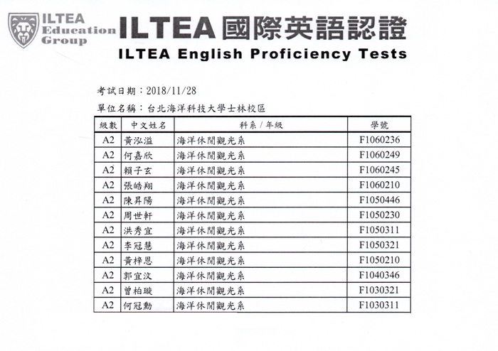 ILTEA國際英語認證成績單領取公告圖片