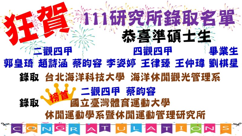 狂賀!! 恭喜本系學生錄取111年碩士榜單圖片
