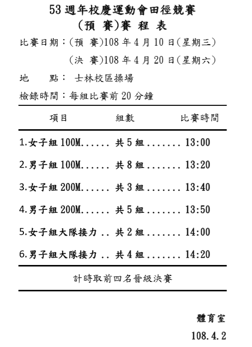 53週年校慶運動會資訊圖片